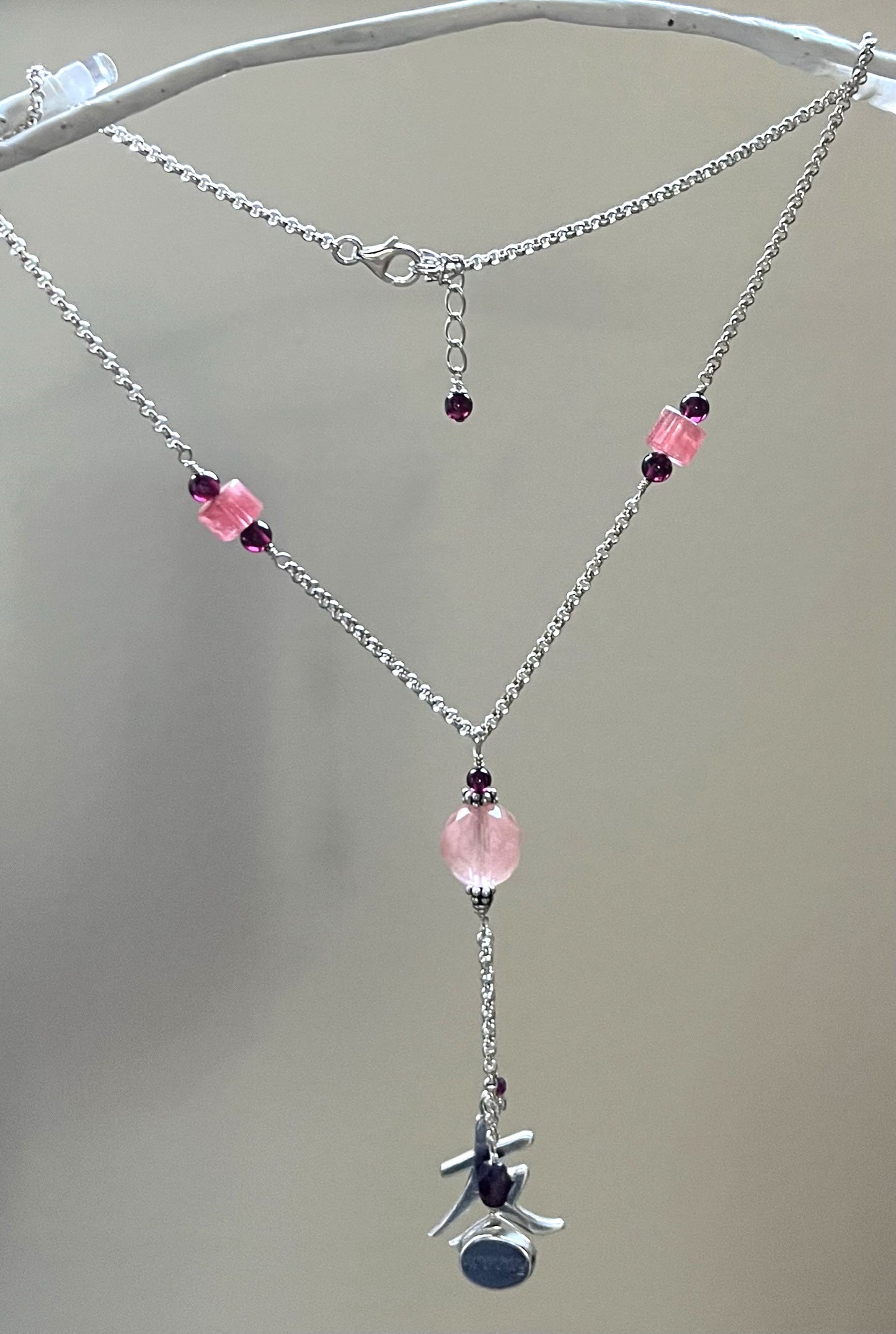 Friendship Necklace with Cherry Quartz Pendant (N24)