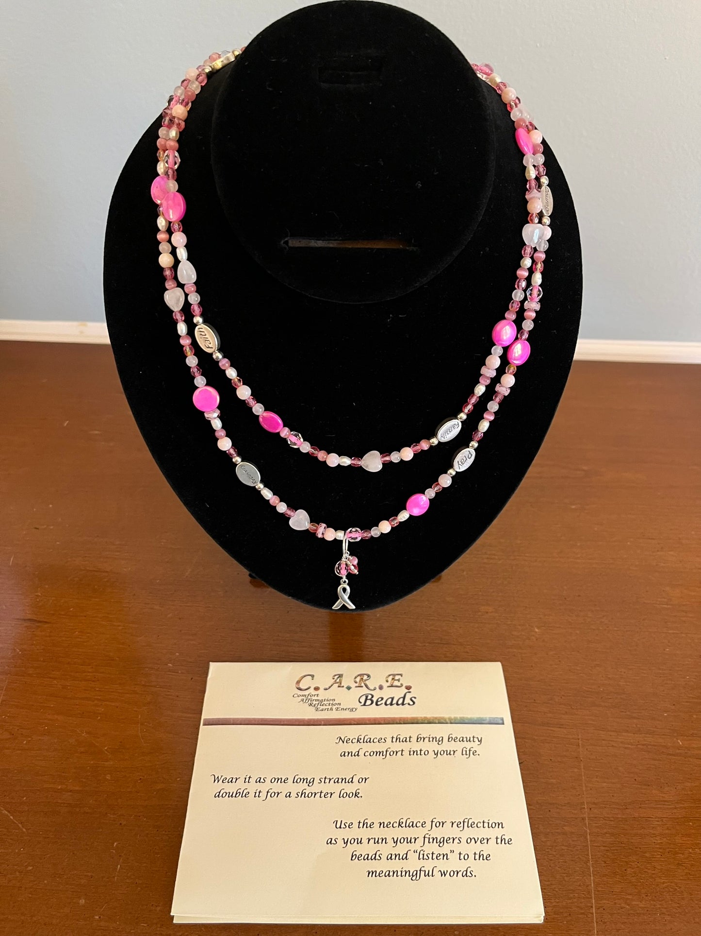 Breast Cancer Awareness C.A.R.E. Beads Necklace (C8)