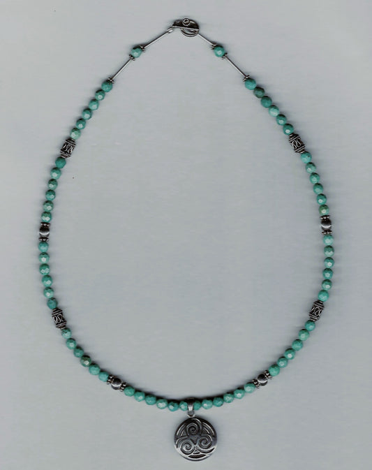 Celtic Charm with Faceted Turquoise Glass Beads (N35)