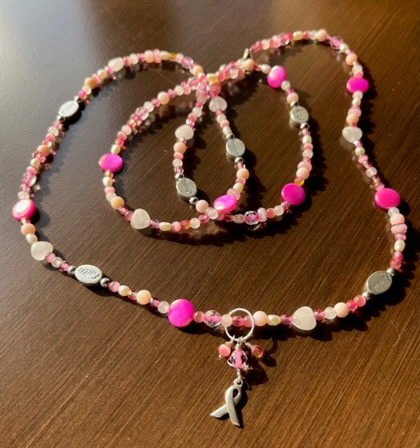 Breast Cancer Awareness C.A.R.E. Beads Necklace (C8)